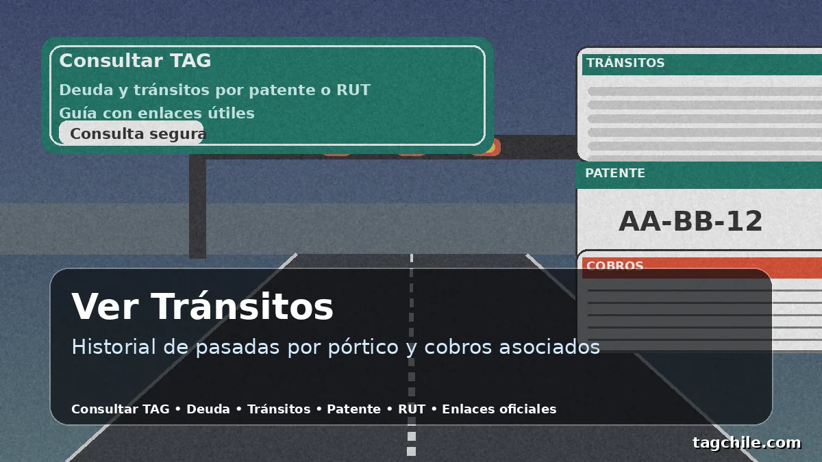 Ver tránsitos TAG: historial de pasadas por pórtico y cobros asociados a tu patente