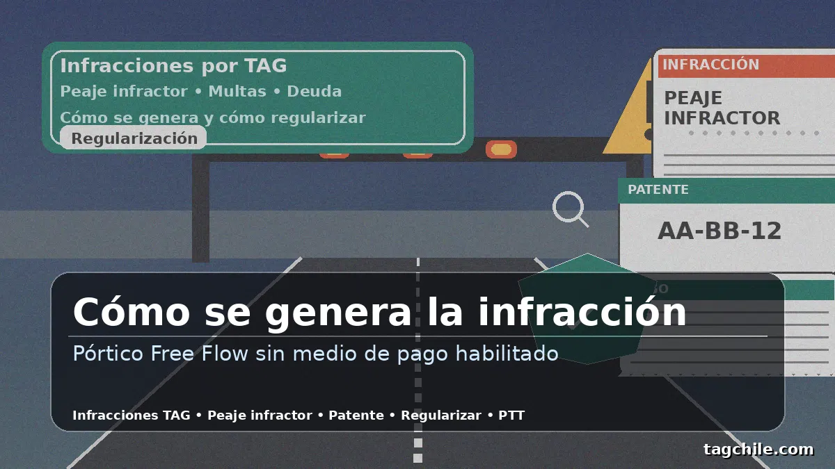 Cómo se genera una infracción por TAG: pórtico Free Flow sin medio de pago habilitado