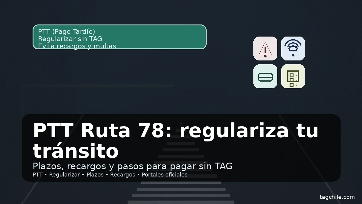 PTT en Ruta 78: guía para regularizar sin TAG, con señal de autopista y foco en plazos y pasos.