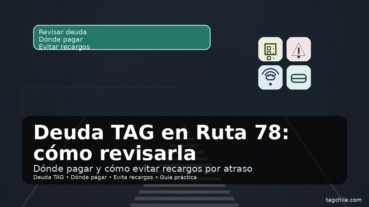 Deuda y recargos en Ruta 78: cómo evitarlos y guardar comprobante, ilustración con checklist.