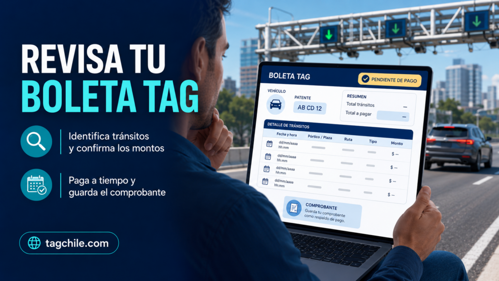 Cómo revisar tránsitos, montos y estado de pago en una boleta TAG