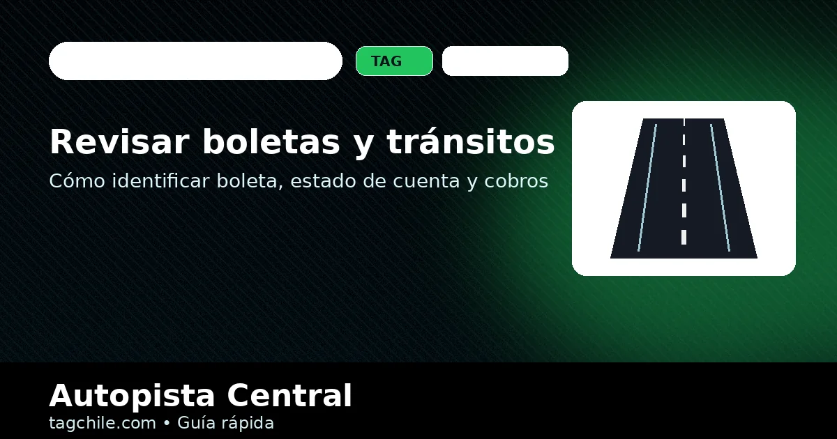 Revisar boletas y tránsitos TAG en Autopista Central