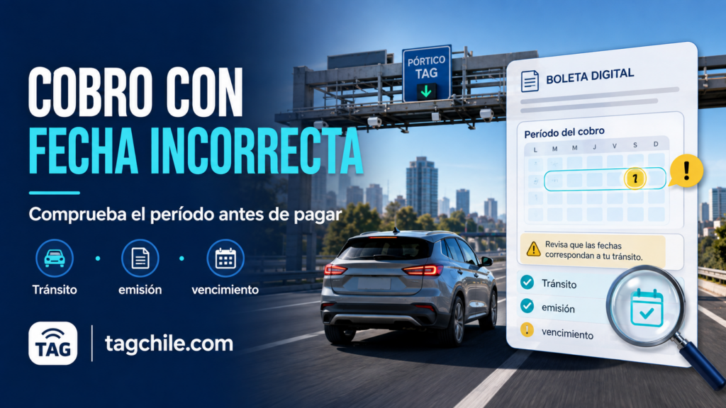 Cobro con fecha incorrecta y revisión de boleta TAG