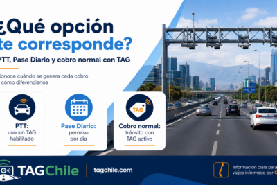 Pase Diario y cobro normal en autopistas de Chile con pórtico TAG