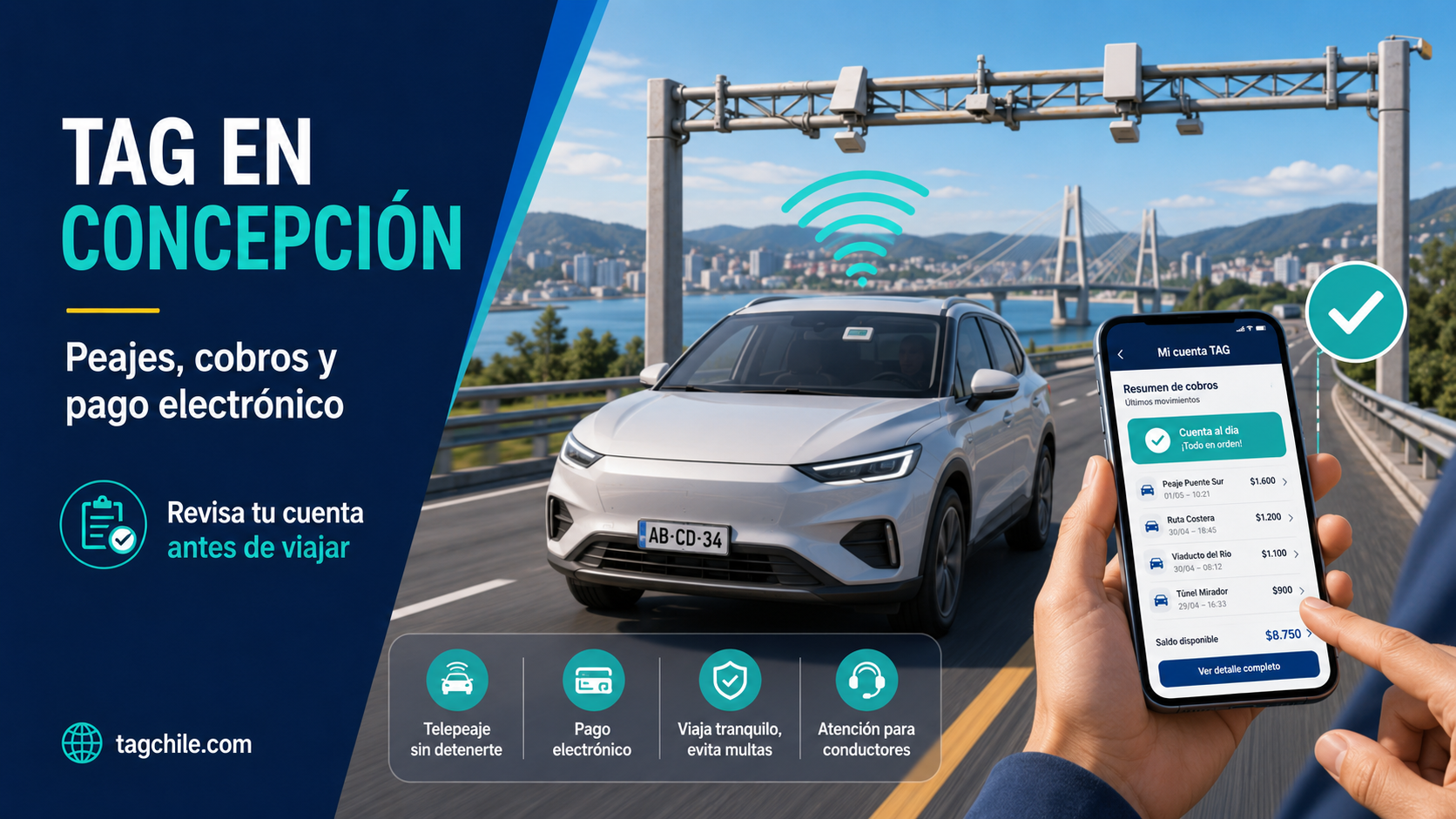TAG en Concepción: peajes, cobros electrónicos y revisión de cuenta antes de viajar