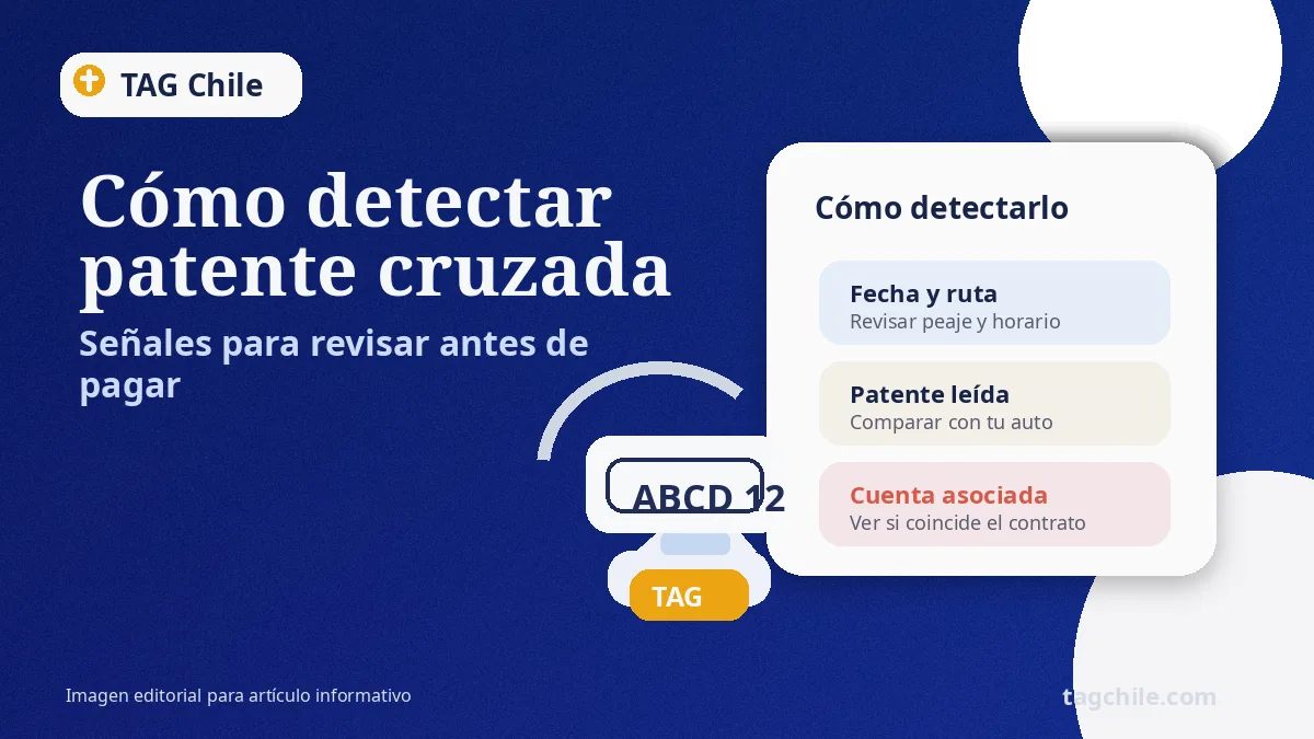 Imagen para explicar cómo detectar una patente cruzada revisando fecha, ruta, patente y cuenta asociada del TAG