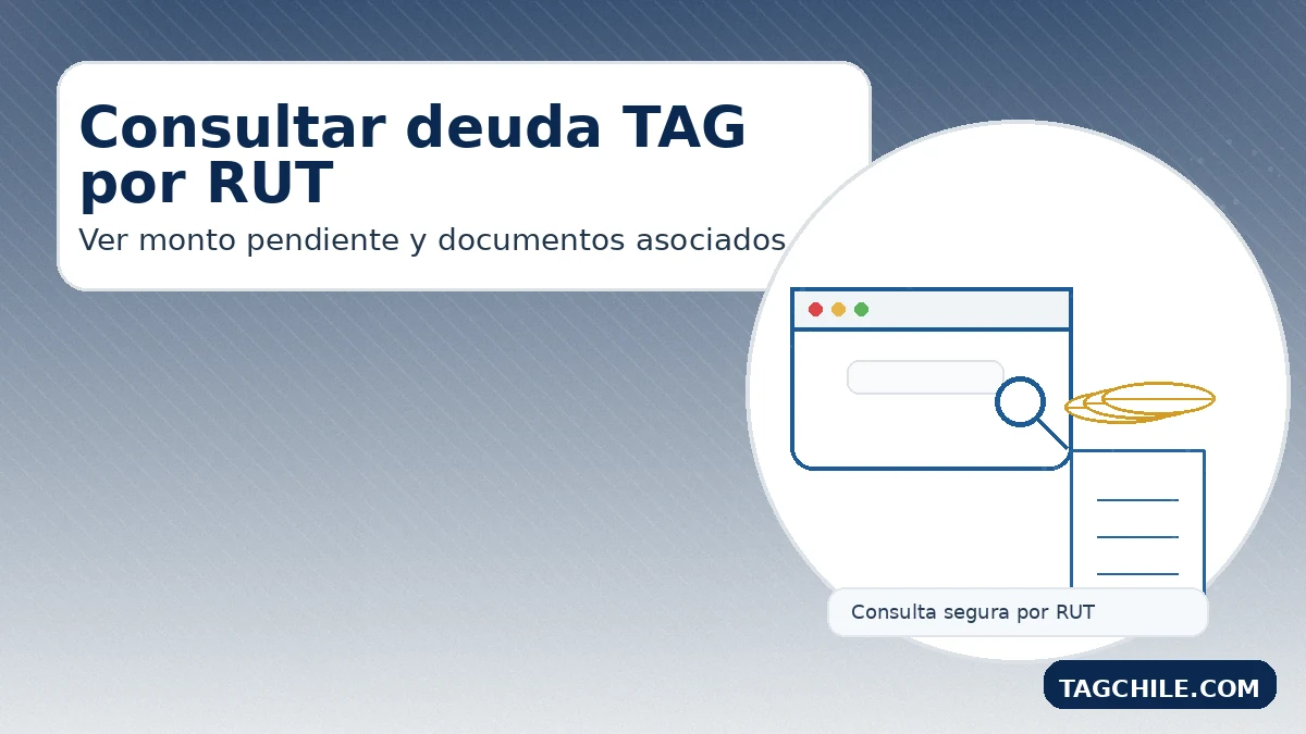 Consultar deuda TAG por RUT para ver monto pendiente, documentos asociados y pagos por regularizar.