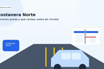 Costanera Norte con horarios punta, carretera urbana, pórtico de cobro y vehículo