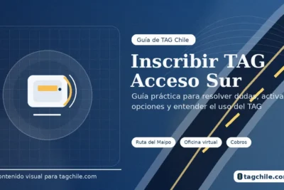 Imagen formal sobre inscribir TAG en Acceso Sur, con dispositivo TAG, carretera y marca tagchile.com.