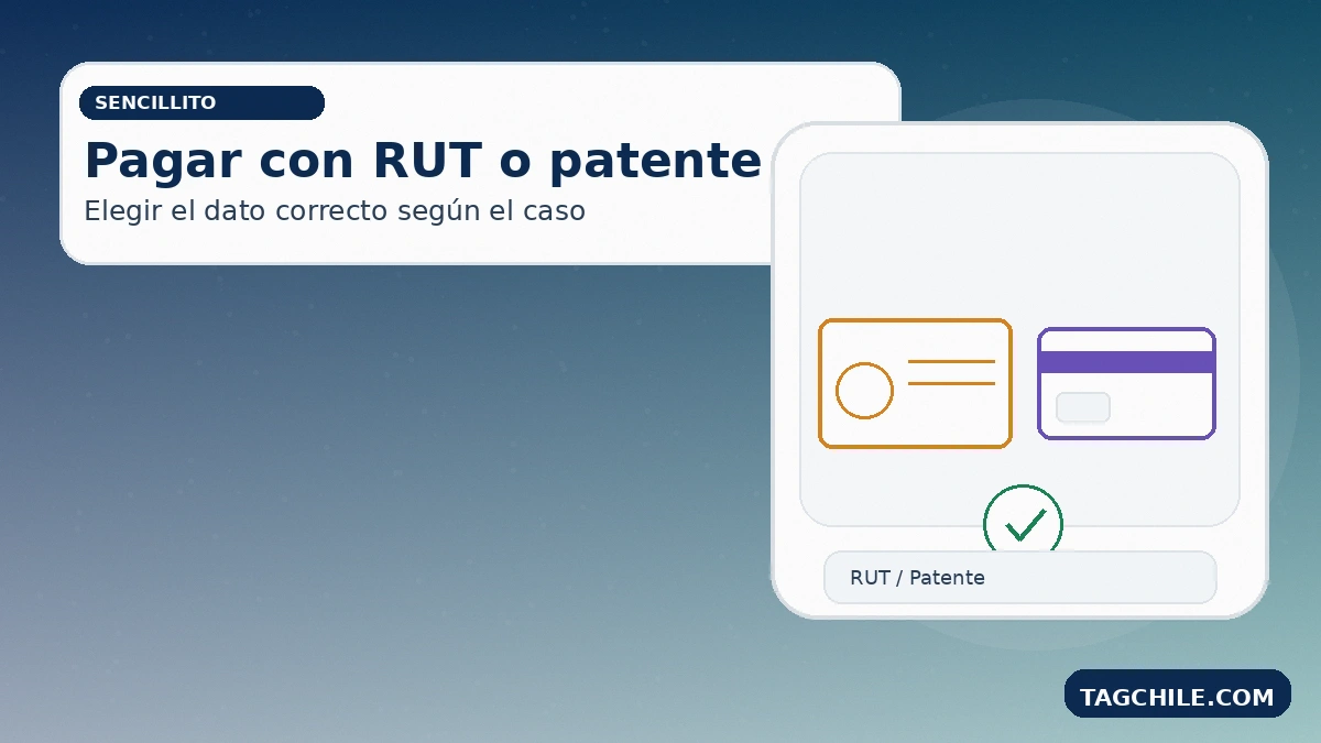 Pagar TAG en Sencillito con RUT o patente: cómo elegir el dato correcto y validar el cobro antes del pago.