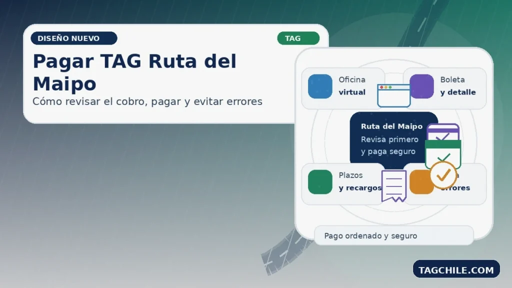 Pagar TAG Ruta del Maipo: revisar el cobro, pagar por canal oficial y evitar errores con guía de tagchile.com.