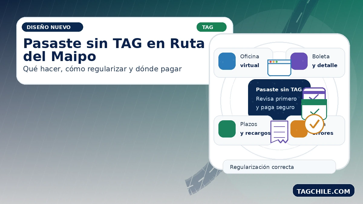 Pasaste sin TAG en Ruta del Maipo: cómo regularizar el cobro, pagar a tiempo y evitar recargos o multas.