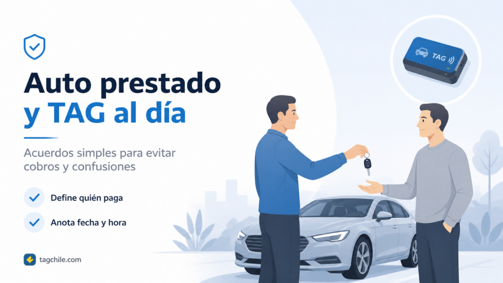 Imagen formal de tagchile.com sobre cómo prestar un auto sin dejar problemas de TAG al dueño o al conductor en Chile.
