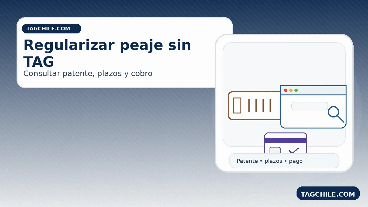 Regularizar peaje sin TAG por patente, revisar plazos de pago y consultar el cobro antes de pagar.