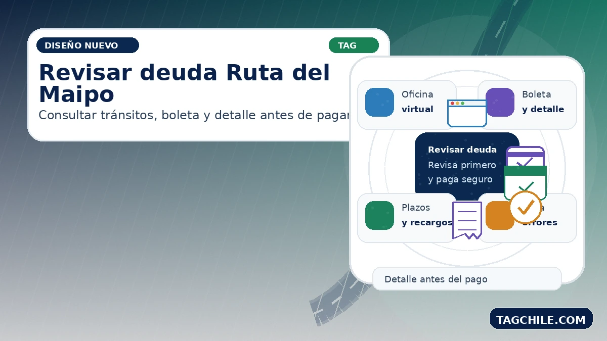 Revisar deuda TAG Ruta del Maipo: consultar tránsitos, boleta y detalle del cobro antes de pagar.