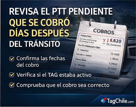 Riesgos de no revisar un PTT atrasado a tiempo en autopistas de Chile.