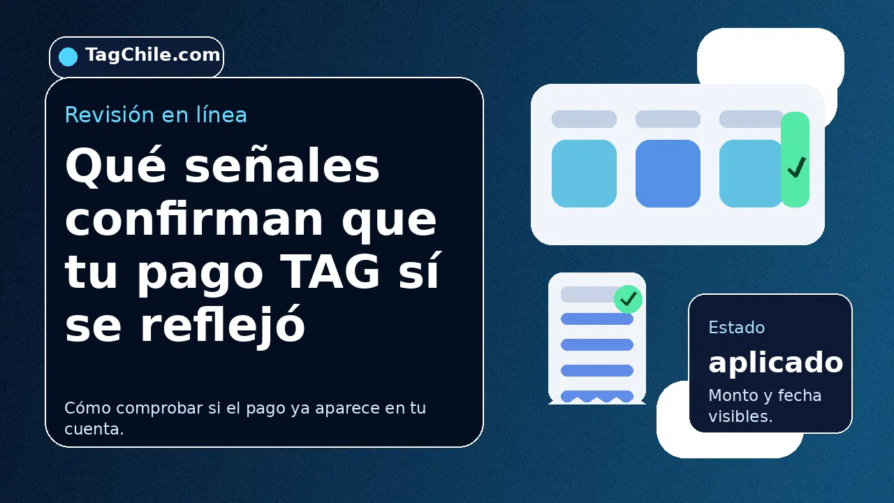 Imagen SEO de TagChile.com sobre señales de que tu pago TAG sí se reflejó en el portal.