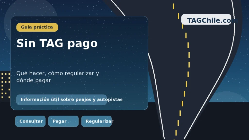Guía sobre sin TAG pago en Chile con información para saber qué hacer, cómo regularizar el paso y dónde pagar en TAGChile.com