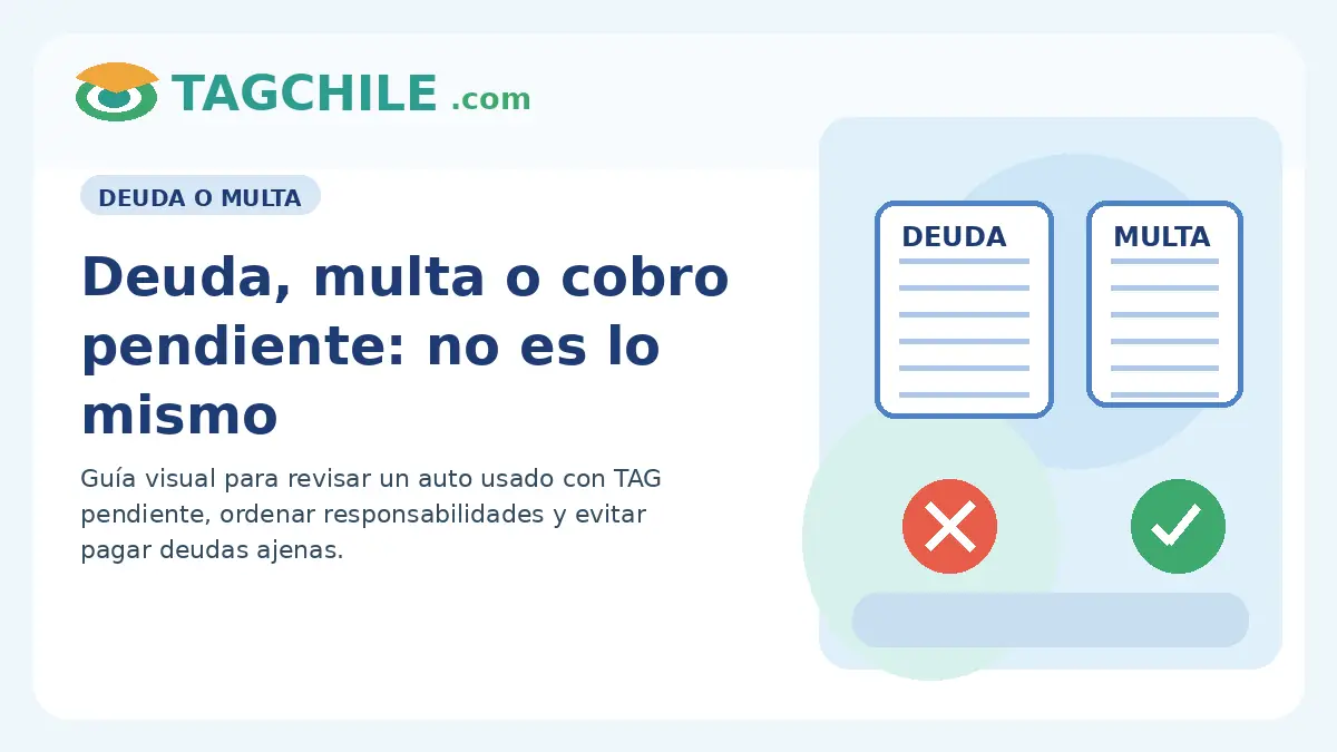 Diferencia entre deuda multa o cobro pendiente en un auto con TAG