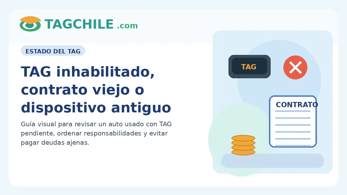 TAG inhabilitado contrato antiguo o dispositivo viejo en auto usado