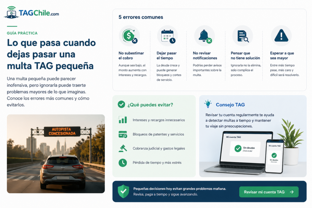 Errores comunes al ignorar una multa TAG por considerarla pequeña.