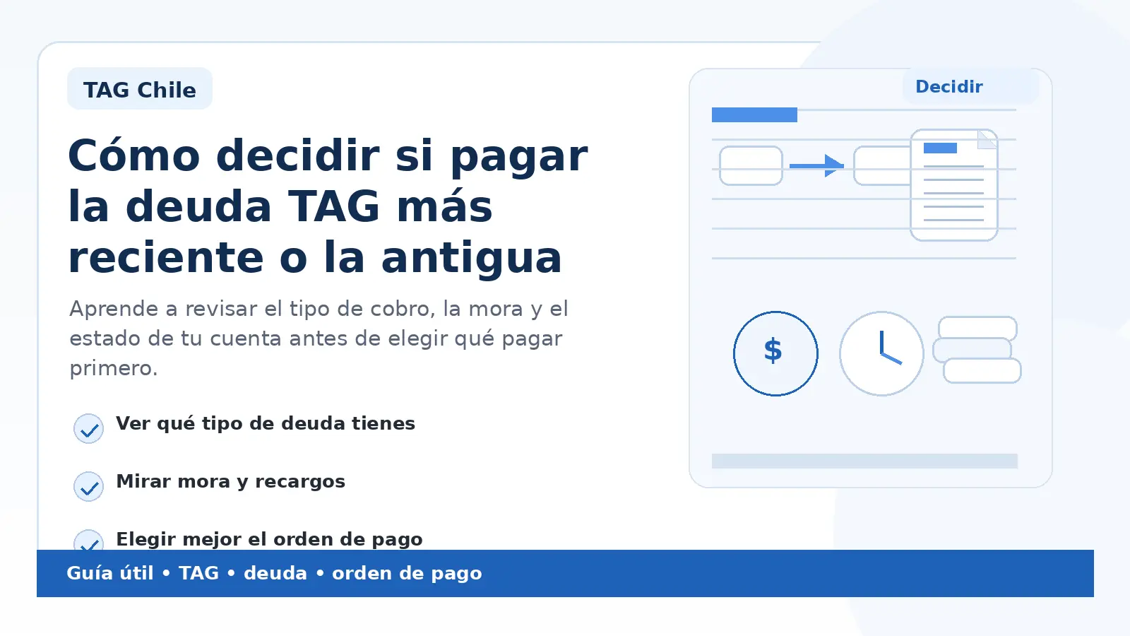TAG Chile sobre cómo decidir si pagar la deuda TAG más reciente o la antigua