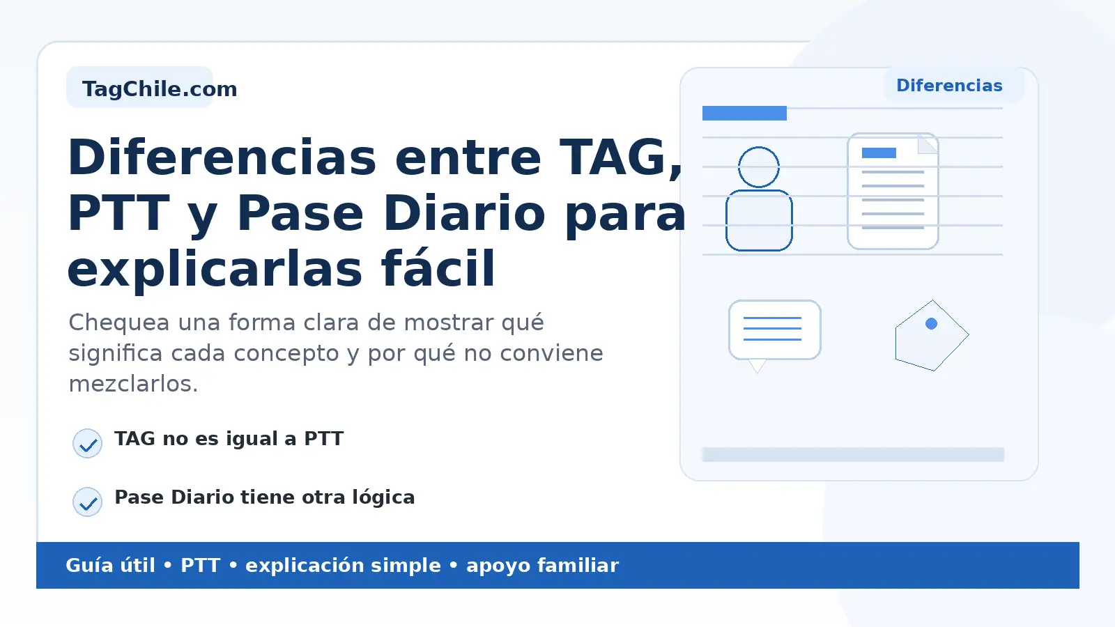 Diferencias entre TAG, PTT y Pase Diario para explicarlas fácil.