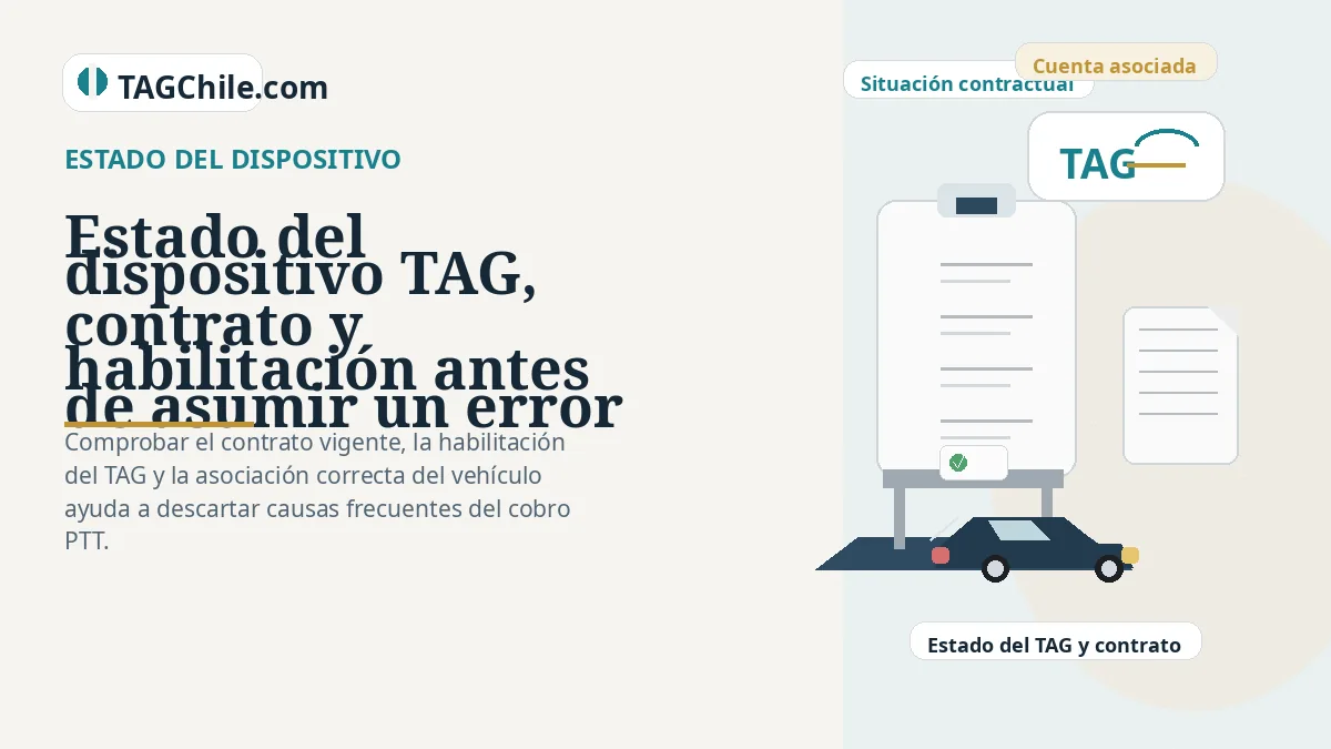 Estado del dispositivo TAG, contrato y habilitación antes de asumir un error en el cobro